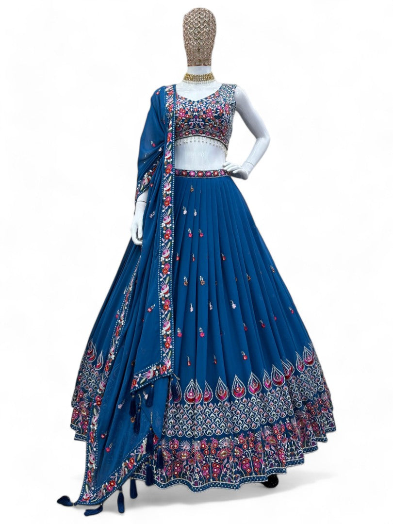 Rama heavy work designer wedding lehenga choli