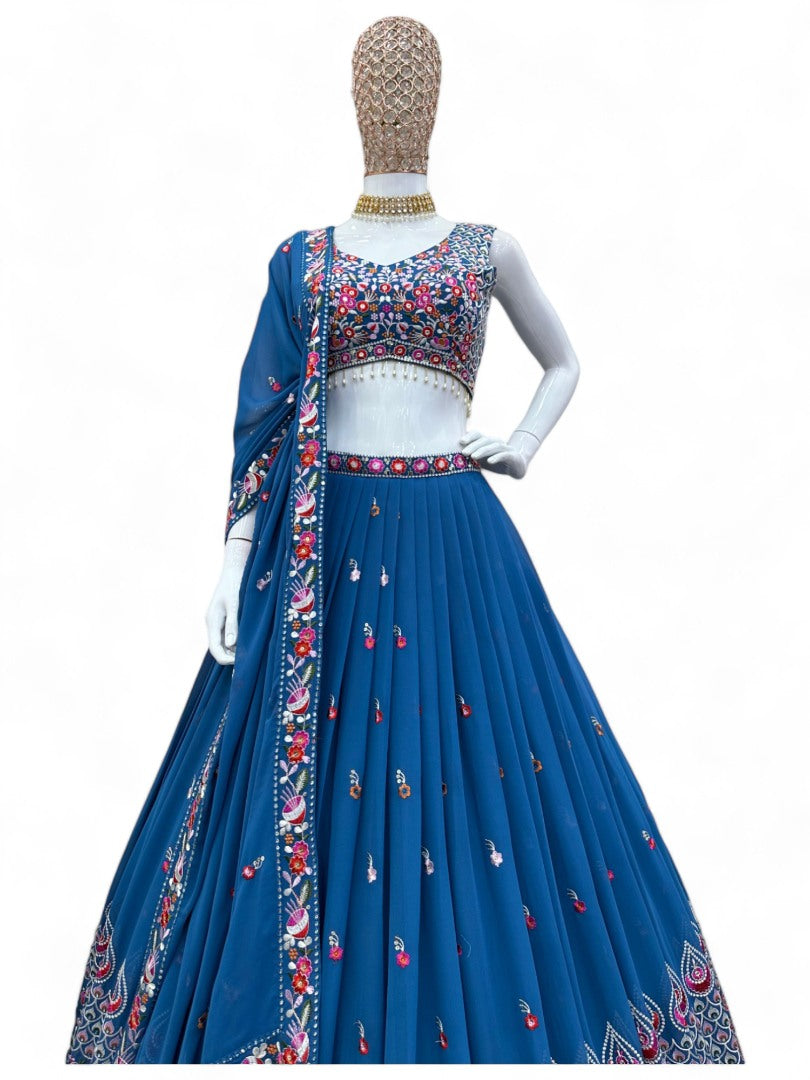 Rama heavy work designer wedding lehenga choli