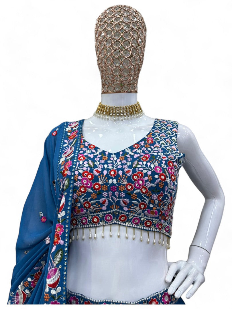 Rama heavy work designer wedding lehenga choli