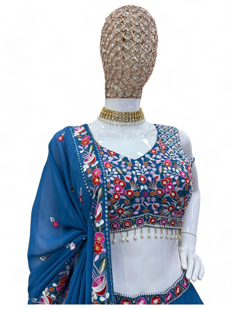 Rama heavy work designer wedding lehenga choli