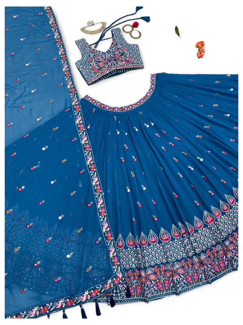 Rama heavy work designer wedding lehenga choli