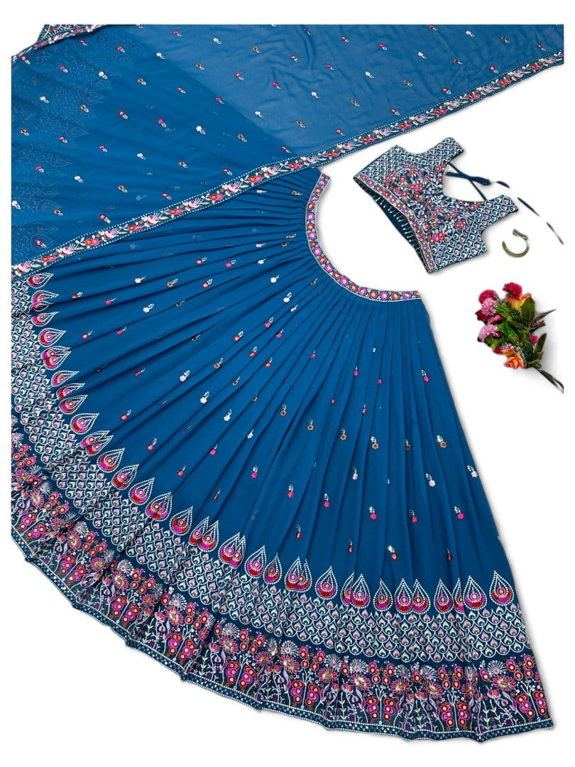Rama heavy work designer wedding lehenga choli