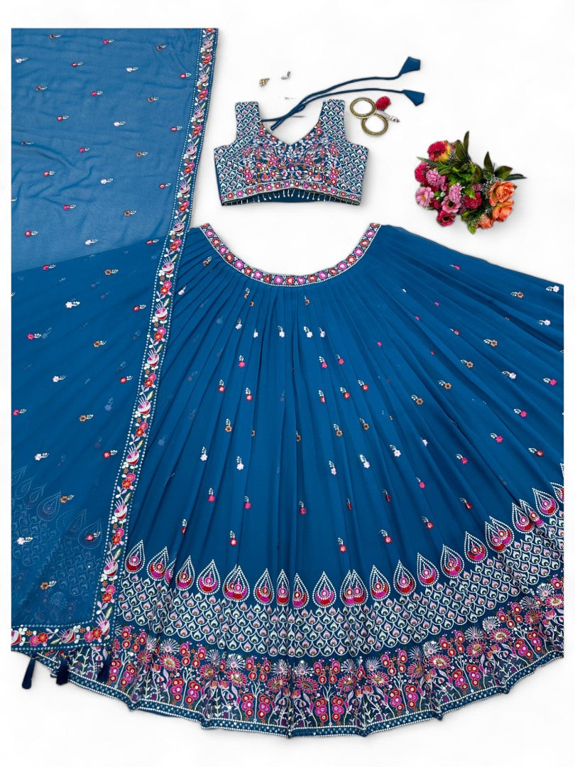 Rama heavy work designer wedding lehenga choli