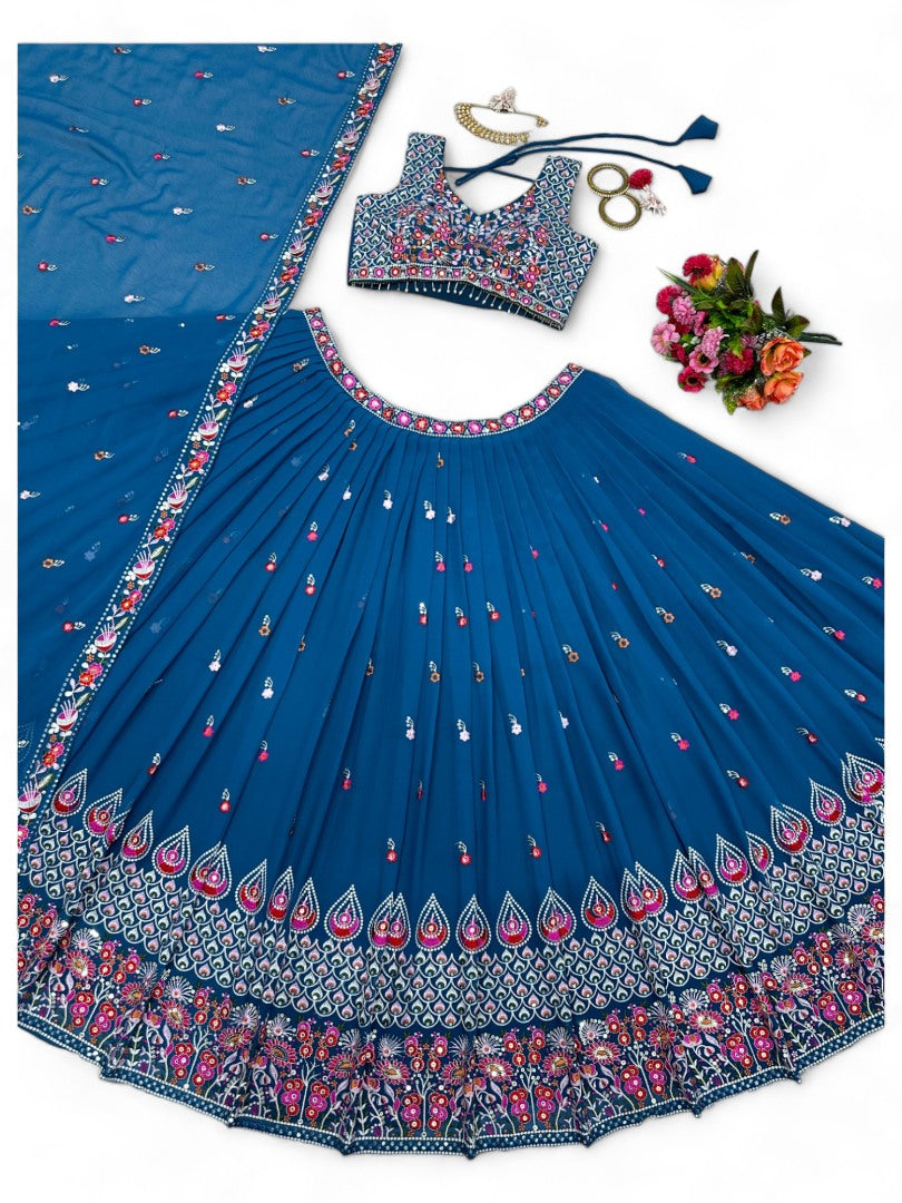 Rama heavy work designer wedding lehenga choli