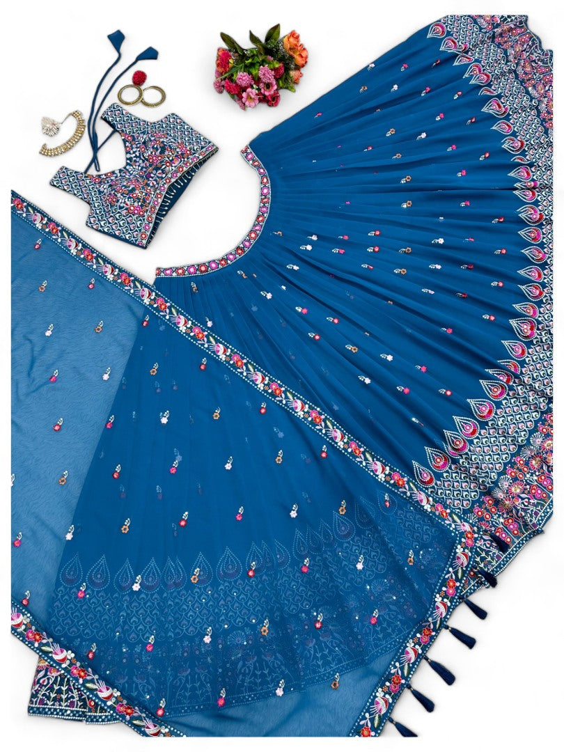 Rama heavy work designer wedding lehenga choli