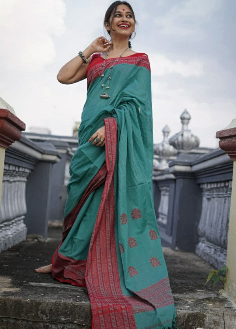 Rama original chanderi linen digital printed work saree