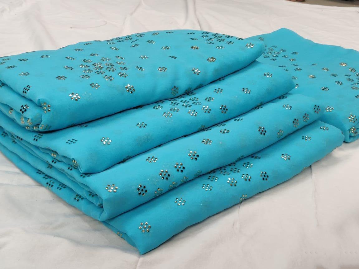 Rama pure georgette mukesh work designer saree