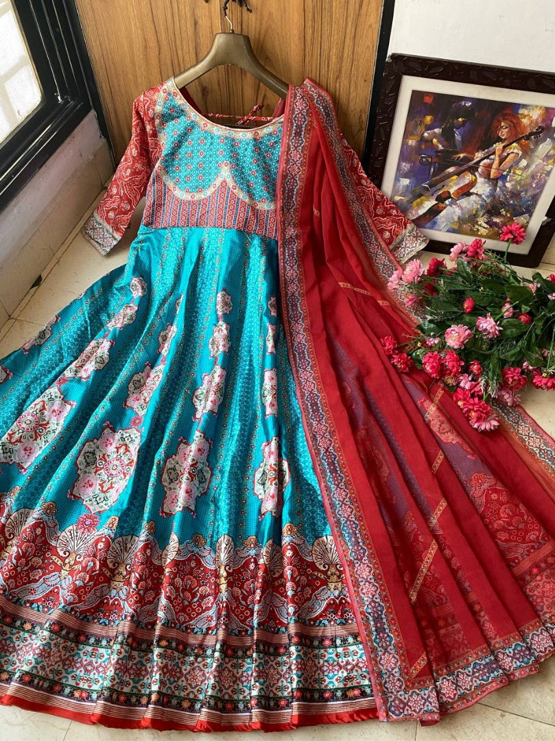 Rama taffeta silk printed gown