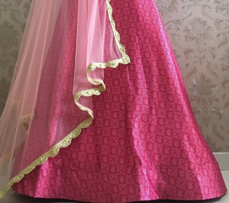 Rama zari satin bandhani printed lehenga choli