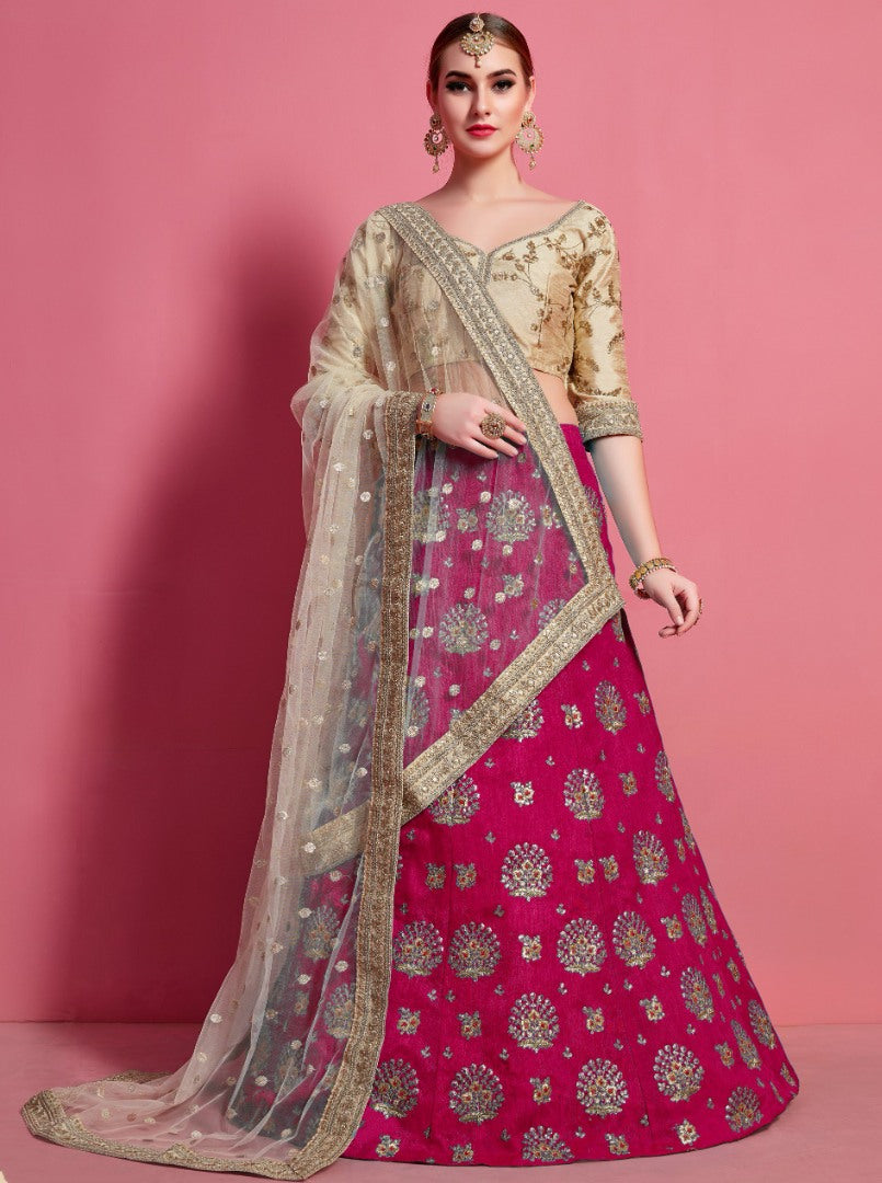 Rani art silk embroidered party wear lehenga choli