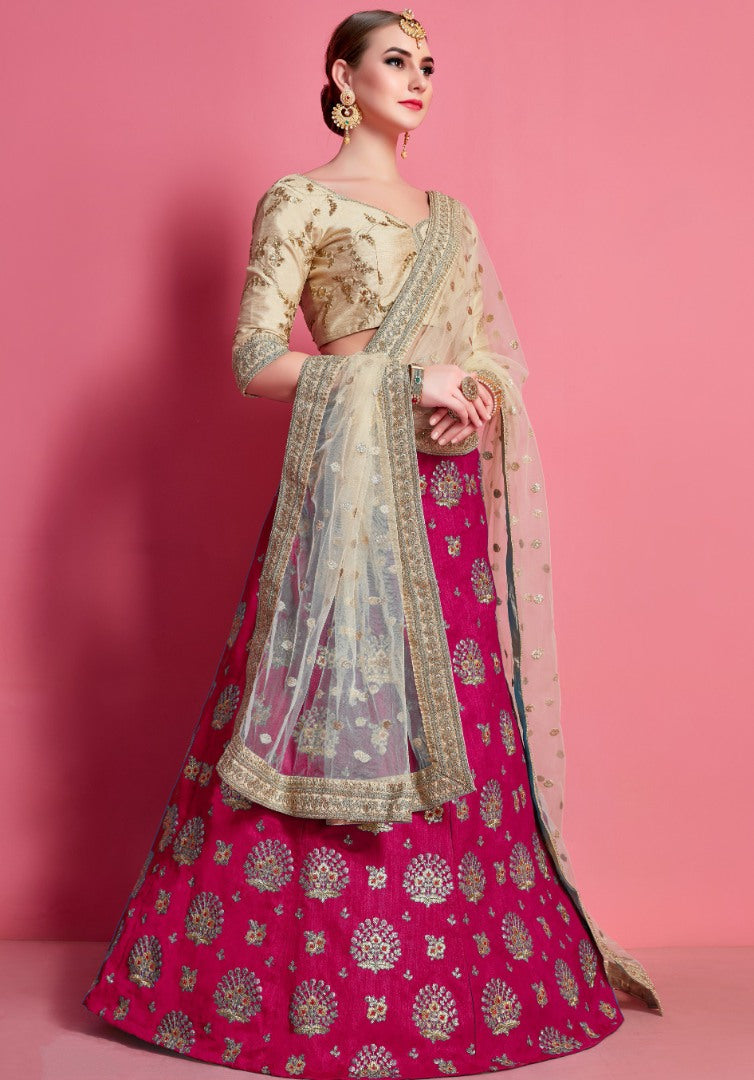 Rani art silk embroidered party wear lehenga choli