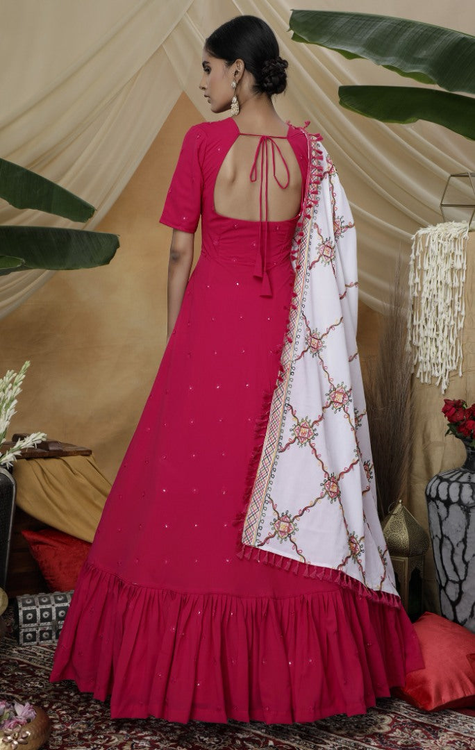 Rani diamond georgette embroidered anarkali gown