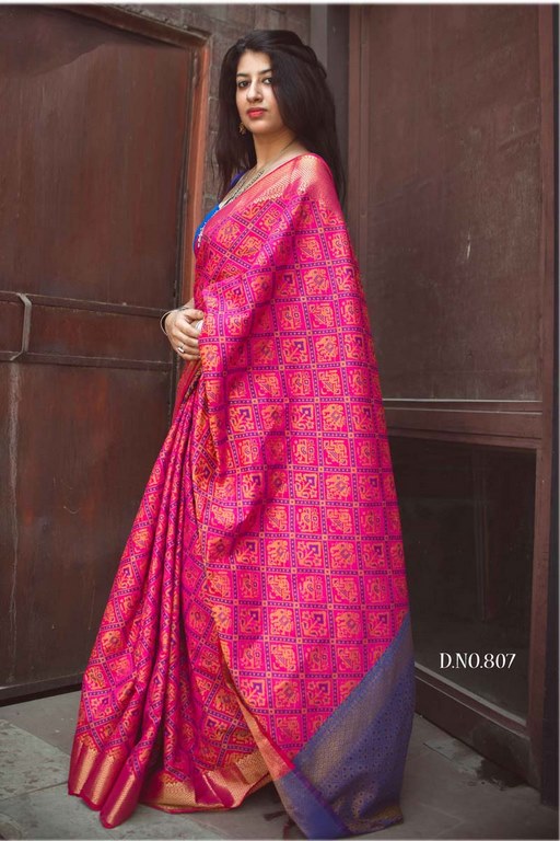 Rani pink patola silk saree