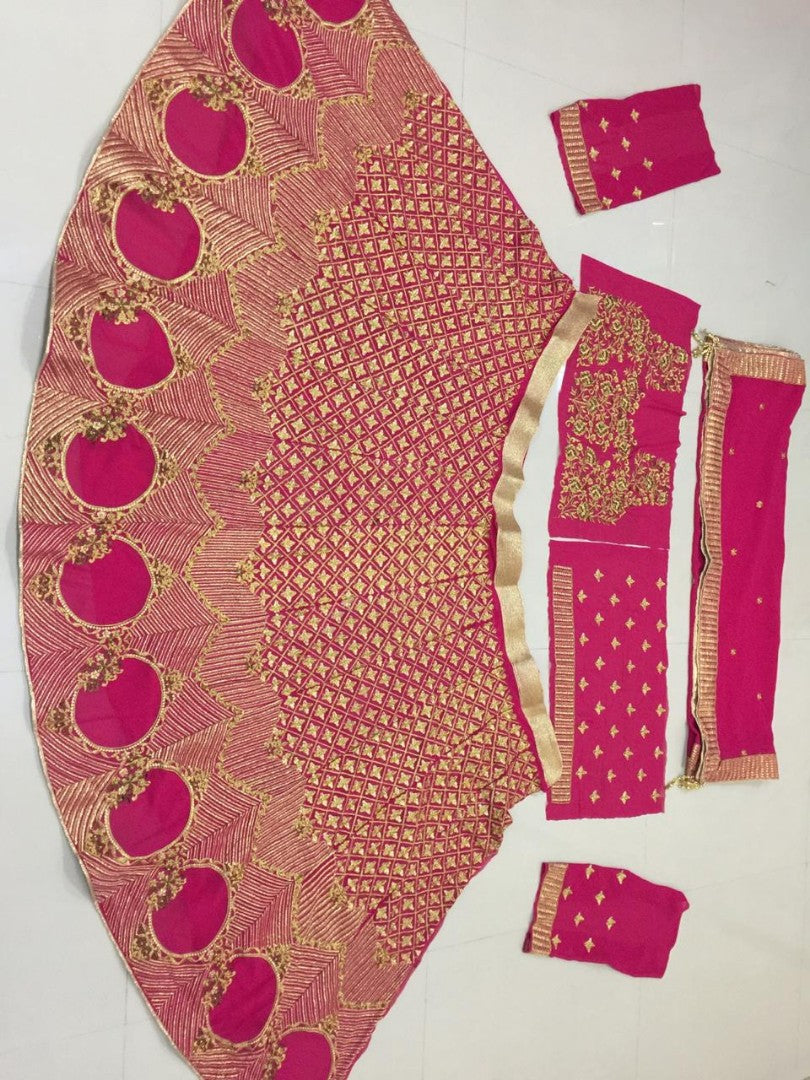 Rasberry pink heavy designer embroidered wedding lehenga