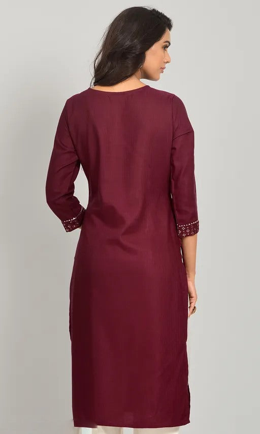 Rayon sequence embroidered straight kurti