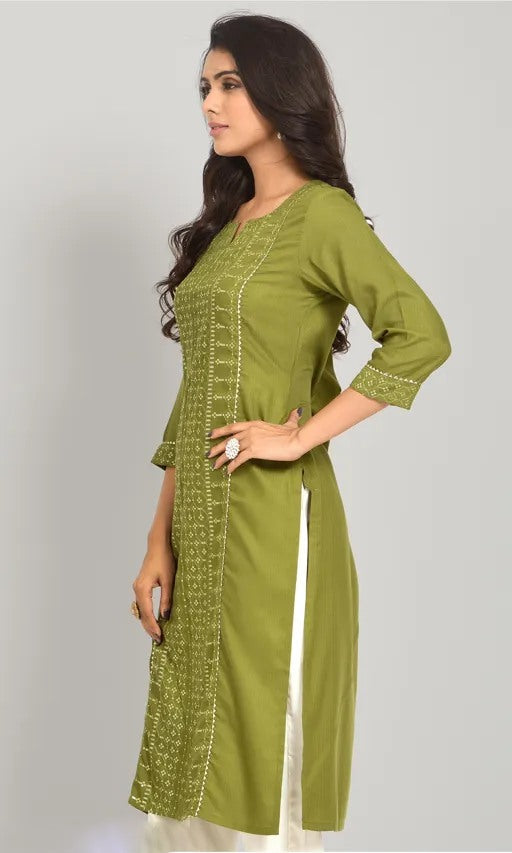 Rayon sequence embroidered straight kurti