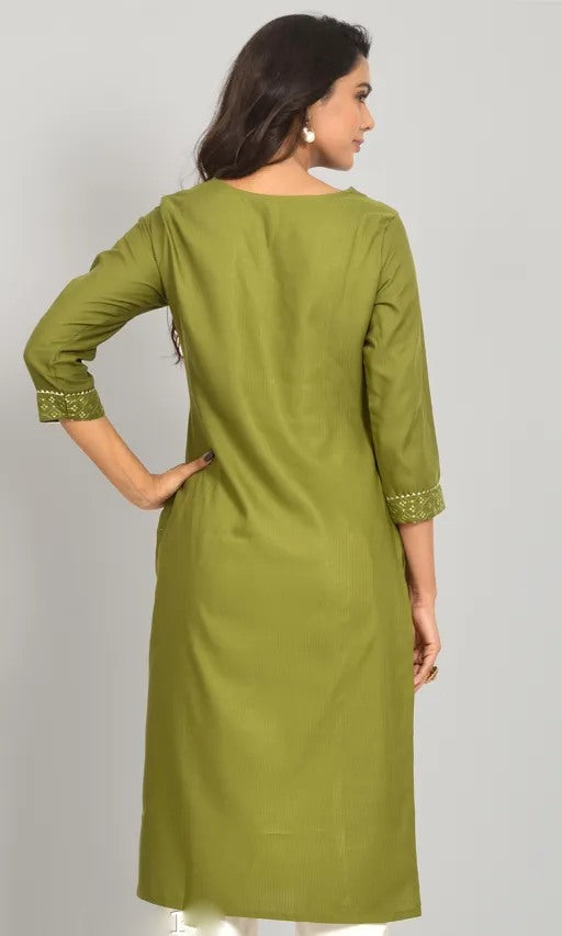 Rayon sequence embroidered straight kurti