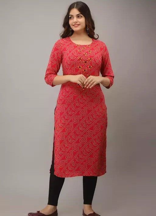 Red bandhni printed kurti