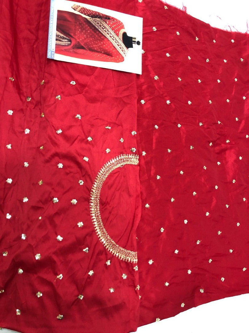 Red georgette fancy thread and sequence worked designer saree