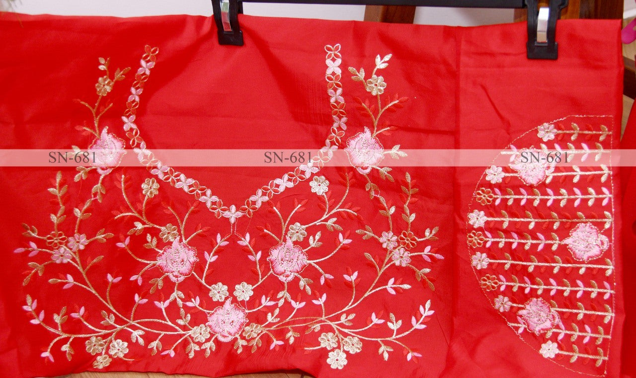 Red georgette fancy thread work partywear saree