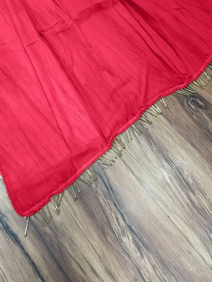 Red georgette heavy embroidered sharara suit