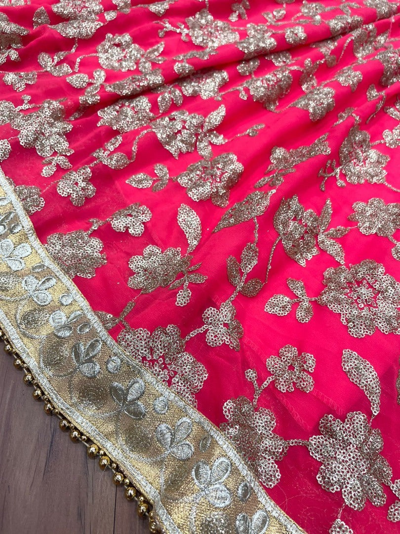Red georgette heavy embroidered wedding anarkali suit