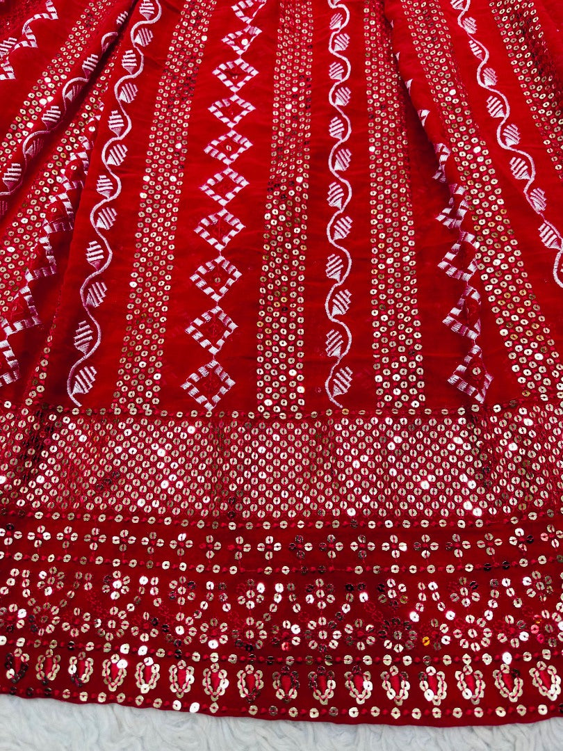 Red georgette heavy work designer kurti