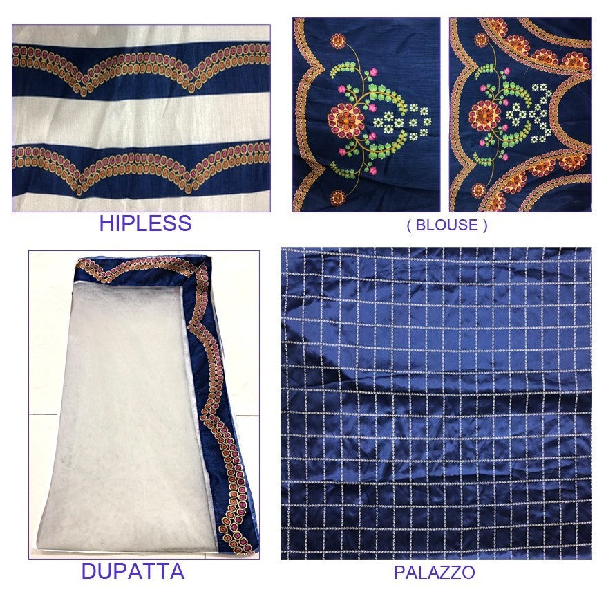 Sara ali khan stylist blue crepe silk embroidered plazzo suit