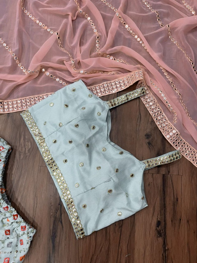 Sea green heavy embroidered plazzo suit