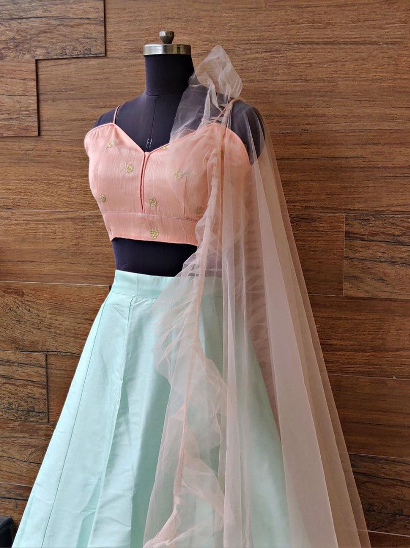 Sea green moss silk ceremonial lehenga choli