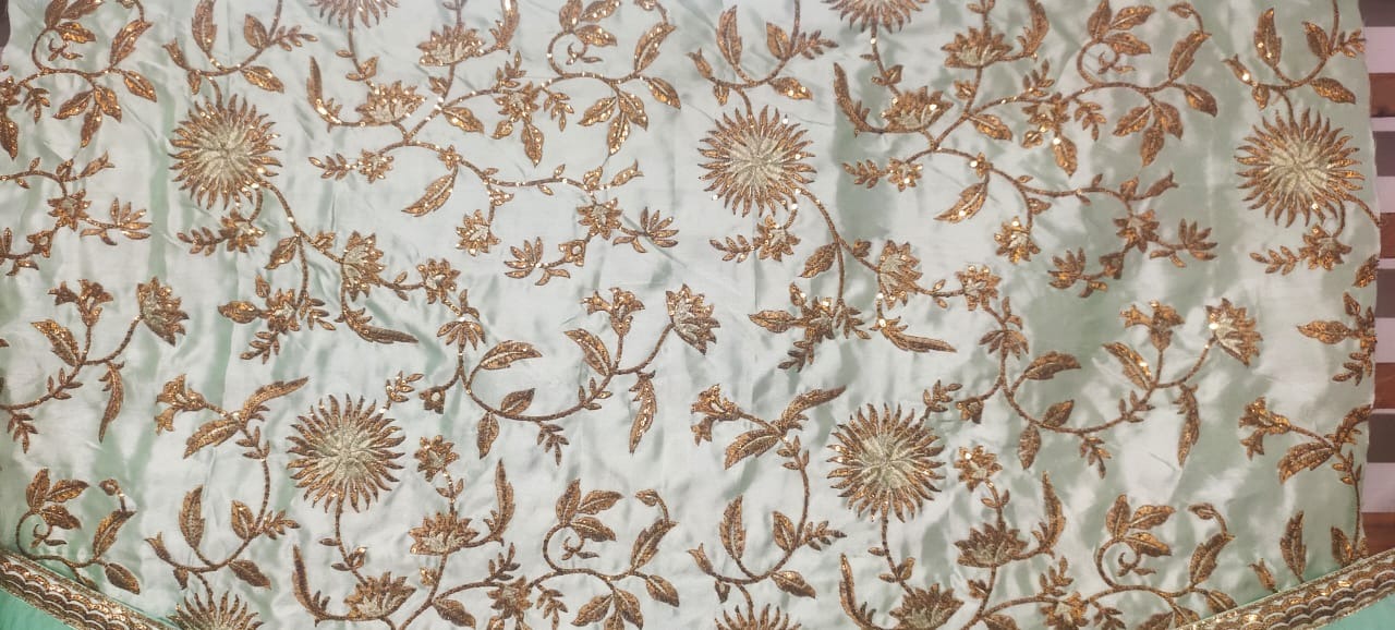 Sea green soft net embroidered wedding lehenga choli