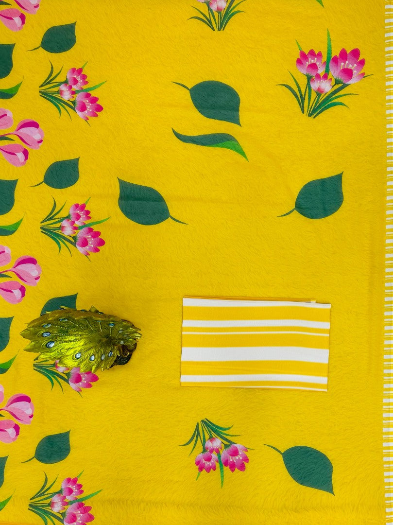 Shilpa shetty yellow georgette printed bollywood saree