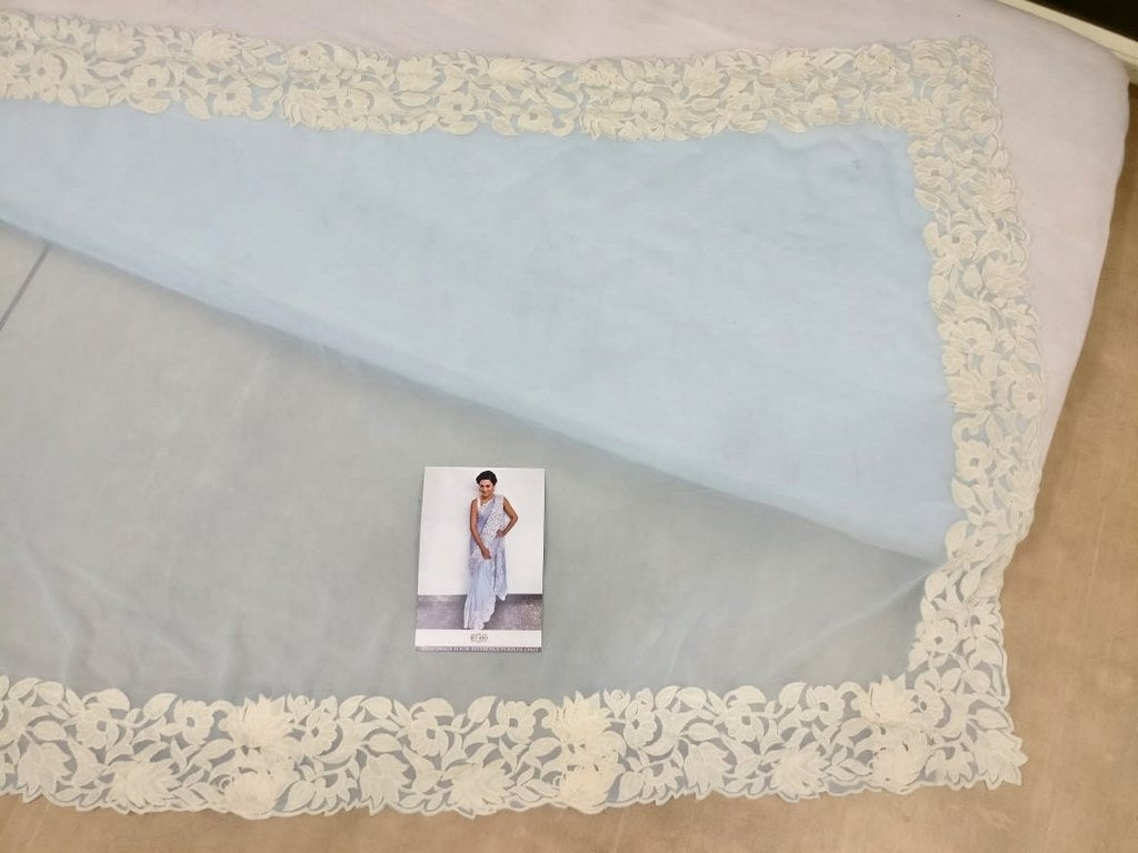 sky blue georgette bollywood style saree
