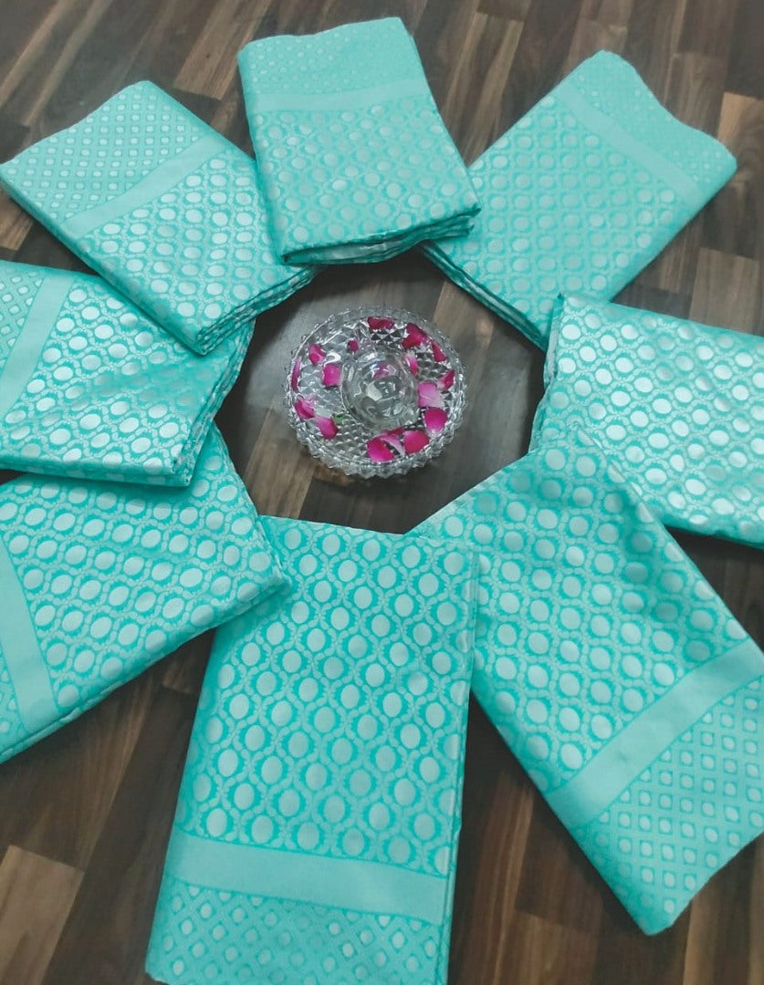 Sky blue heavy banarasi jacquard weaving work saree