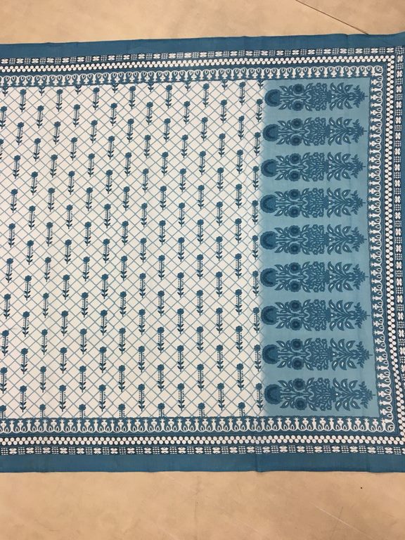 Sky blue printed bollywood style partywear saree