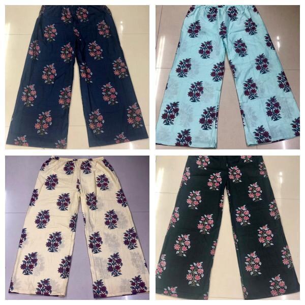 Sky heavy camric cotton printed casual plazzo kurti