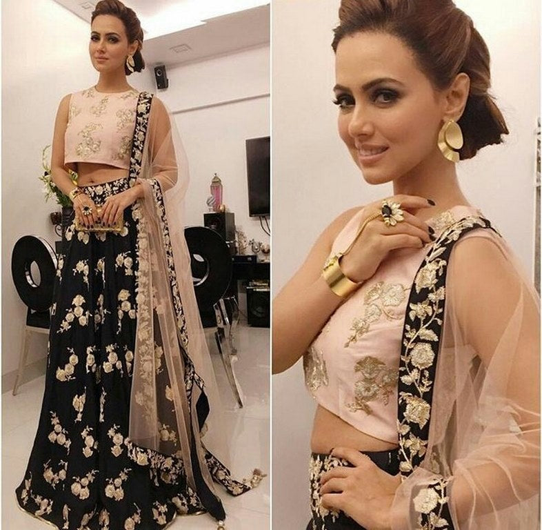 Stylist Black embroidered ceremonial lehenga