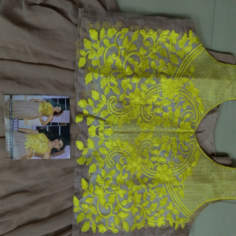 stylist bollywood style yellow and brown kriti sanon partywear gown