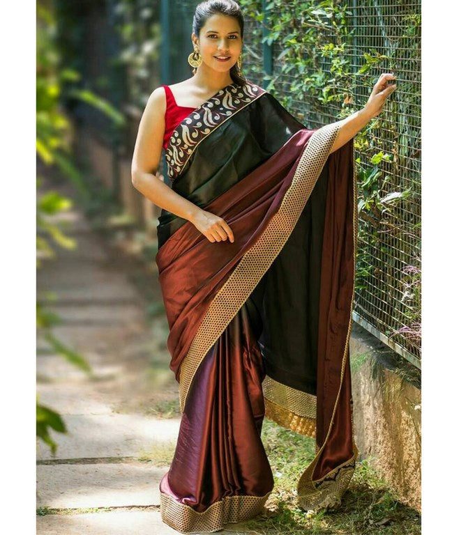 Stylist Coffee Printed Ceremonial Saree