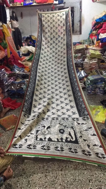 Stylist Cream Printed Any Festival Saree