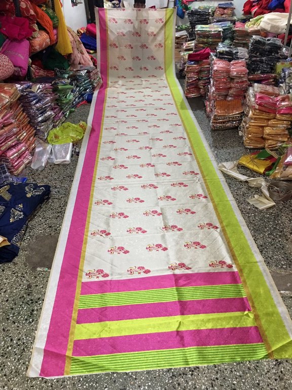 Stylist Cream Printed Any Festival Saree