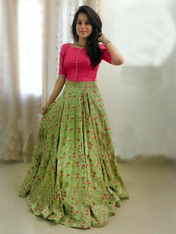 Stylist Green Pista embroidered Ceremonial lehenga