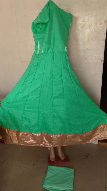 Stylist Green Pista Plain Ceremonial Anarkali Suit