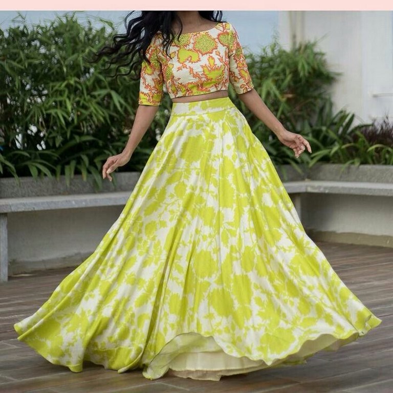 Stylist Green Pista Printed Ceremonial lehenga