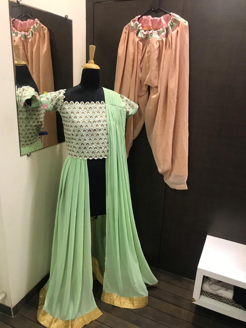 stylist multicolored georgette dhoti suit