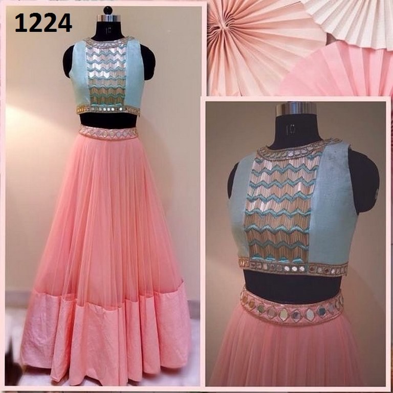 Stylist Pink Plain Party wear lehenga