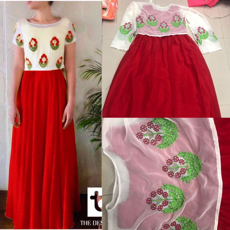 Stylist Red embroidered ceremonial Gown