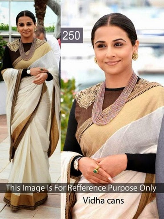 vidha balan cans white beauty saree