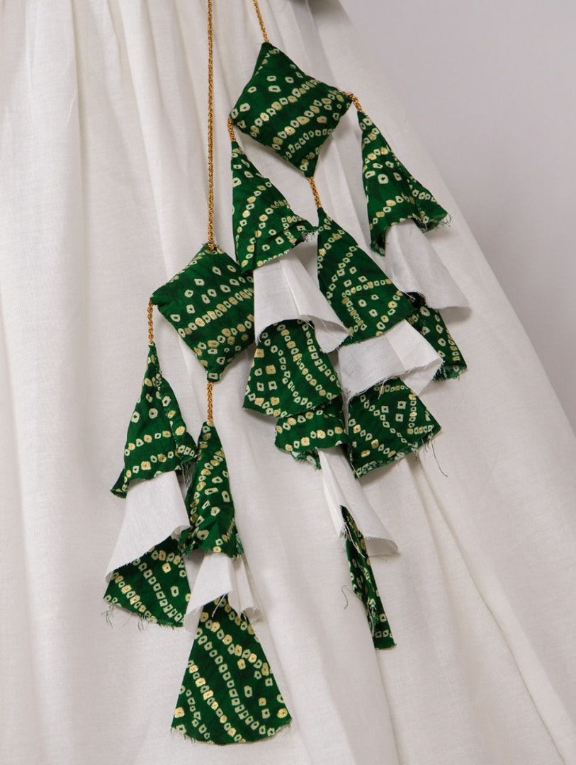 White cotton bandhni print crop top lehenga