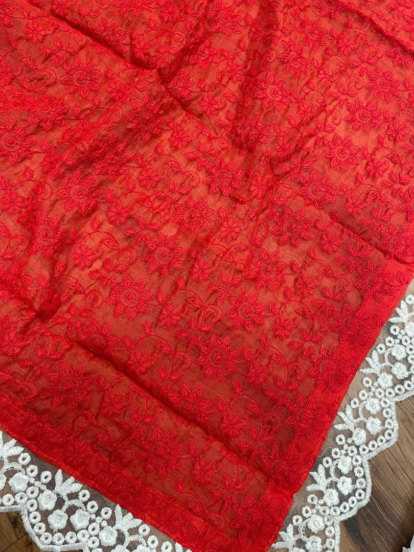 White georgette thread embroidered salwar suit